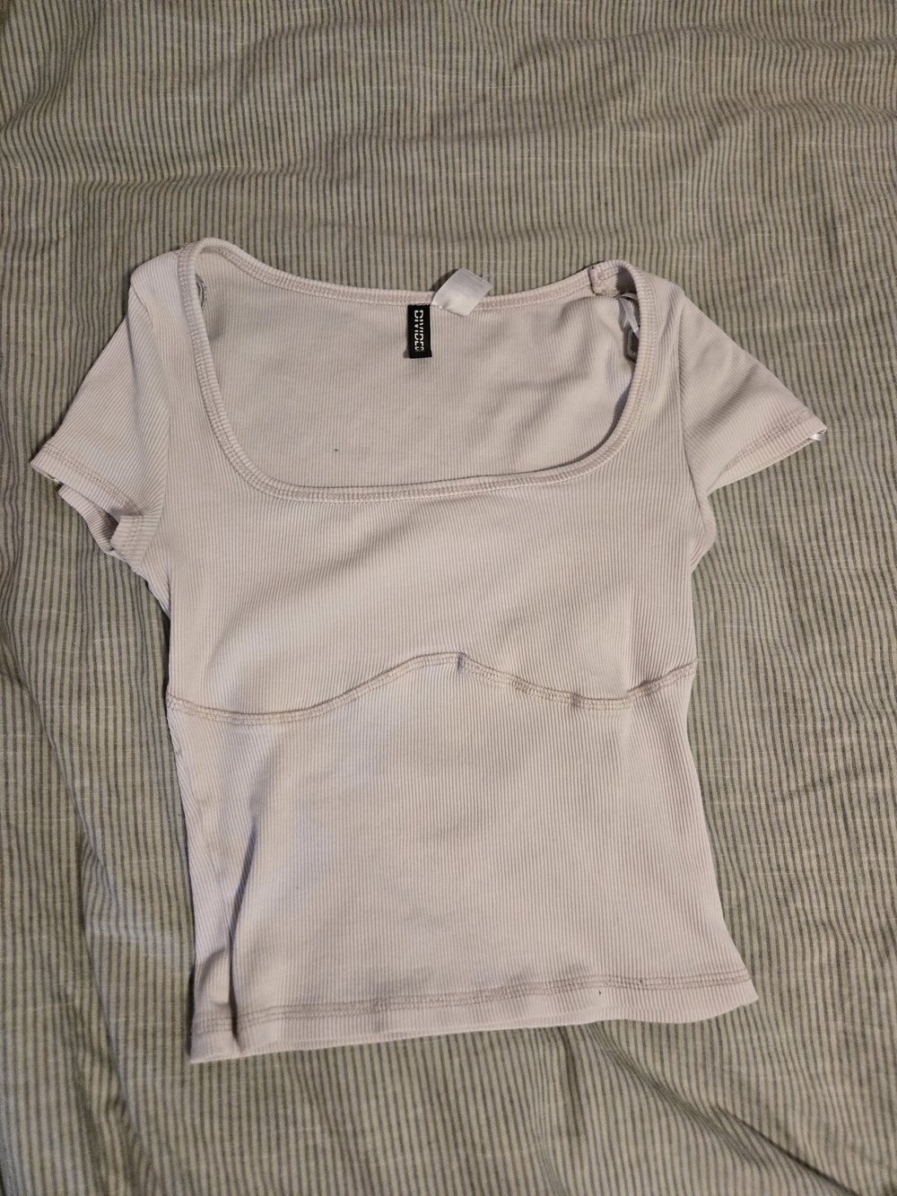 H&M White/cream Ribbed Scoop Crop Top